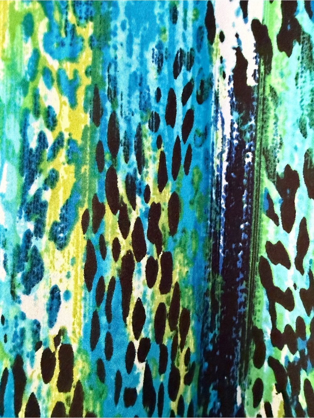 Anthony Richards Teal, Blue & Lime Abstract Animal Print Top - Picture 3 of 5